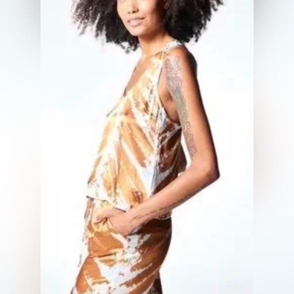 YOUNG FABULOUS AND BROKE COPPER TIE DYE SATIN TANK BNWT - Picture 2 of 8